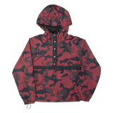 GUESS Womens Anorak Jacket Red Hooded Camouflage S