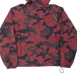 GUESS Womens Anorak Jacket Red Hooded Camouflage S