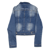 DESIGUAL Womens Denim Jacket Blue Crazy Pattern S