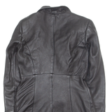 CLOTHES Womens Overcoat Coat Black Leather S