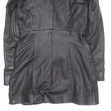 CLOTHES Womens Overcoat Coat Black Leather S