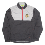 REEBOK Chicago Blackhawks NHL Ice Hockey Pullover Mens Windbreaker Jacket Black USA S