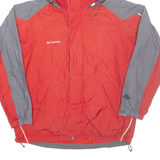 COLUMBIA Mens Jacket Red Nylon Hooded L