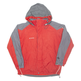 COLUMBIA Mens Jacket Red Nylon Hooded L