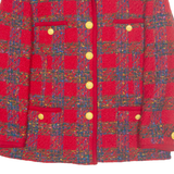 ELEGANCE PARIS Womens Chore Jacket Red Wool Check L