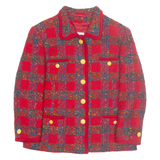 ELEGANCE PARIS Womens Chore Jacket Red Wool Check L