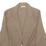 ATTITUDE Womens Blazer Jacket Brown Wool Houndstooth M