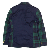 TRUSSARDI JEANS Womens Blazer Jacket Green Wool 90s Plaid M