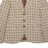 BOGGI Womens Blazer Jacket Beige Wool Check UK 14