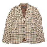 BOGGI Womens Blazer Jacket Beige Wool Check UK 14