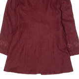 KENZO Womens Overcoat Coat Maroon Wool Floral UK 8