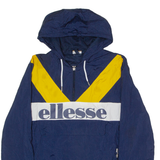 ELLESSE Womens Pullover Jacket Blue Nylon Hooded Chevron UK 10