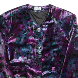 PALATINI Womens Blazer Jacket Purple Velvet 90s Floral S