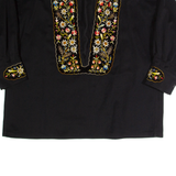 Plunge Neck Tunic Womens Pullover Jacket Black L