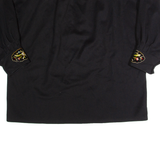 Plunge Neck Tunic Womens Pullover Jacket Black L