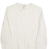 UN DEUX TROIS Mens Blazer Jacket Cream Linen 90s Striped S