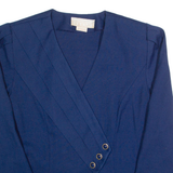 NANCY G Womens Blazer Jacket Blue 90s S