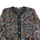 FELICIA Womens Quilted Jacket Black 80s Crazy Pattern M