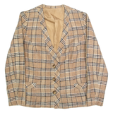 Womens Blazer Jacket Beige 90s Check S