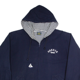 YOUNG CLOTHING Greece Mens Coach Jacket Blue Hooded L