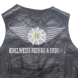 EDELWEISS RIDERS& FRIENDS Mens Biker Waistcoat Black Leather S