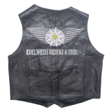 EDELWEISS RIDERS& FRIENDS Mens Biker Waistcoat Black Leather S