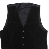 Mens Waistcoat Black Leather M