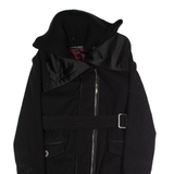 DESIGUAL Rainbow Womens Overcoat Coat Black Knit Wool UK 10