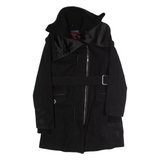 DESIGUAL Rainbow Womens Overcoat Coat Black Knit Wool UK 10