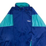 O'BRIAN Mens Track Jacket Blue 90s Hooded Colourblock L