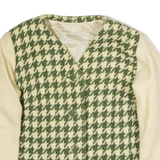 Womens Blazer Jacket Green Knit Wool 90s Houndstooth XL