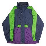 SPEEDWAY Mens Rain Jacket Blue 90s Hooded L