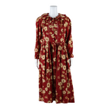 GOOD DAY HOUSE Womens A-Line Dress Red Floral Long Sleeve Midi L