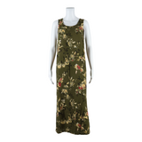KATHIE LEE Womens Shift Dress Green Floral Sleeveless Long M