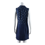 FADED GLORY Womens Shift Dress Blue Denim Spotted Sleeveless Knee Length M
