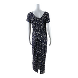 R-WEAR Womens Day Dress Blue Floral Short Sleeve Long M