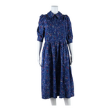 Womens A-Line Dress Blue Floral Midi L