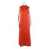 Womens Day Dress Orange Polka Dot Sleeveless Long L