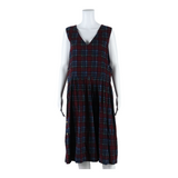 JENNY BUCHANAN Womens Fit & Flare Dress Maroon Check Sleeveless Midi UK 14
