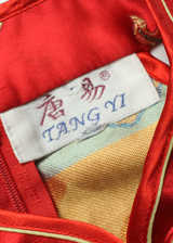 TANG YI Eastern Inspired Dragon Womens Pencil Dress Red Crazy Pattern L