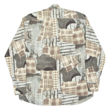 SCANIA FASHIONS Mens Shirt Brown Crazy Pattern Long Sleeve XL
