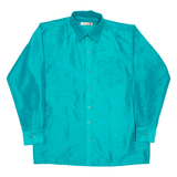 HI-STYLE Mens Plain Shirt Green Long Sleeve XL