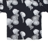 JACK & JONES Mens Shirt Black Viscose Crazy Pattern S