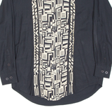 MICHEL ANDRE Mens Shirt Black Crazy Pattern Long Sleeve M