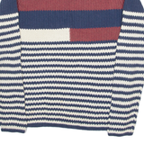 TOMMY HILFIGER Mens Patterned Jumper Blue Striped Cable Knit M