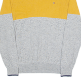 TOMMY HILFIGER Mens Jumper Yellow Crew Neck Tight Knit L