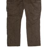 QUECHUA Cargo Mens Canvas Trousers Brown Regular Straight W46 L34