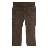 QUECHUA Cargo Mens Canvas Trousers Brown Regular Straight W46 L34