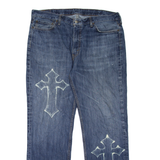 LEVI'S 514 Jeans Customised Mens Blue Slim Straight Stone Wash W40 L32