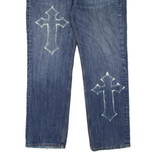 LEVI'S 514 Jeans Customised Mens Blue Slim Straight Stone Wash W40 L32